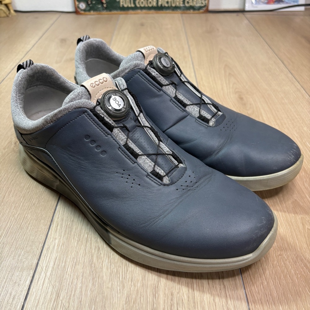 ECCO Mens S-Three BOA Gore-Tex Golf Shoes Navy Blue Leather Size 47 Extra Width